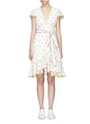 MARC JACOBS Rose fil coupé belted flutter sleeve dress