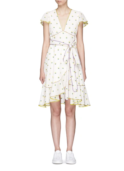 Shop Marc Jacobs Rose Fil Coupé Belted Flutter Sleeve Dress
