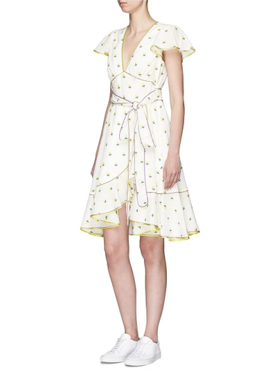 Shop Marc Jacobs Rose Fil Coupé Belted Flutter Sleeve Dress