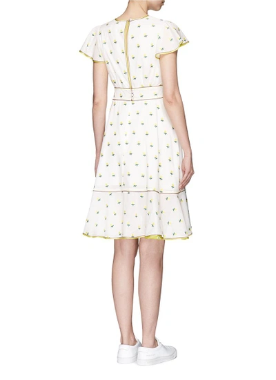 Shop Marc Jacobs Rose Fil Coupé Belted Flutter Sleeve Dress