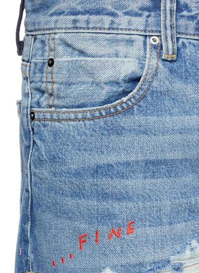 Shop Alexander Wang 'no After Party' Print Embroidered Slogan Denim Shorts