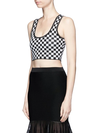 Shop Alexander Wang Ball Chain Trim Checkerboard Knit Cropped Top