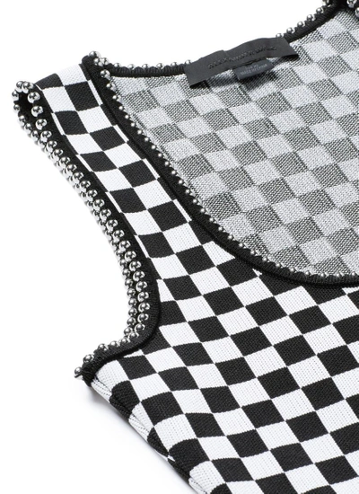 Shop Alexander Wang Ball Chain Trim Checkerboard Knit Cropped Top