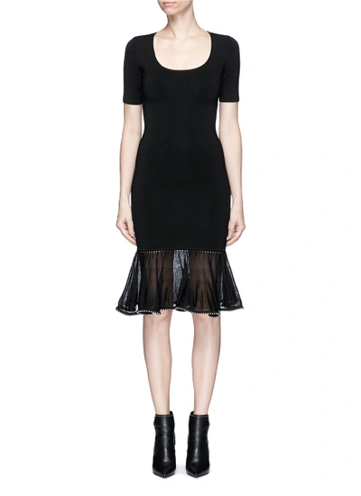 Alexander Wang Ball Chain Ruffle Hem Ponte Knit Dress In Black