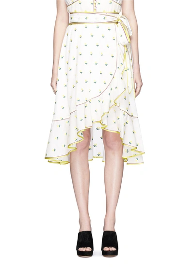 Marc Jacobs Rose Fil Coupé Waist Tie Flutter Wrap Skirt