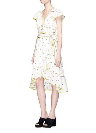 Shop Marc Jacobs Rose Fil Coupé Waist Tie Flutter Wrap Skirt