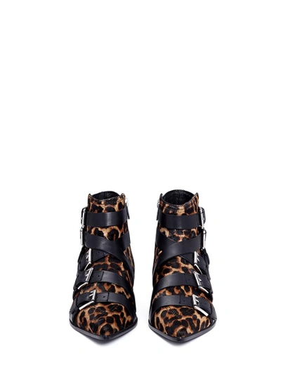 Shop Ash 'blast' Leopard Print Ponyhair Ankle Boots