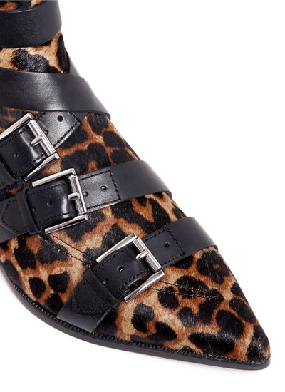 Shop Ash 'blast' Leopard Print Ponyhair Ankle Boots
