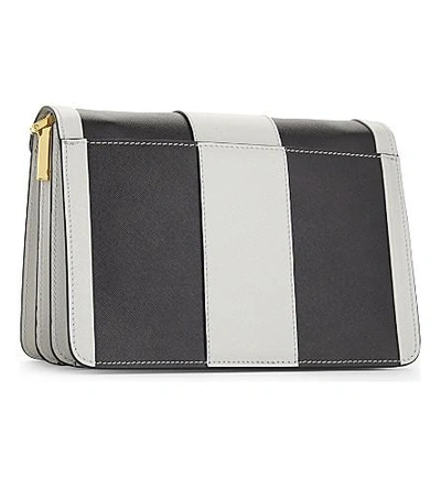 Shop Marni Saffiano Leather Cross-body Bag In Pelican Black