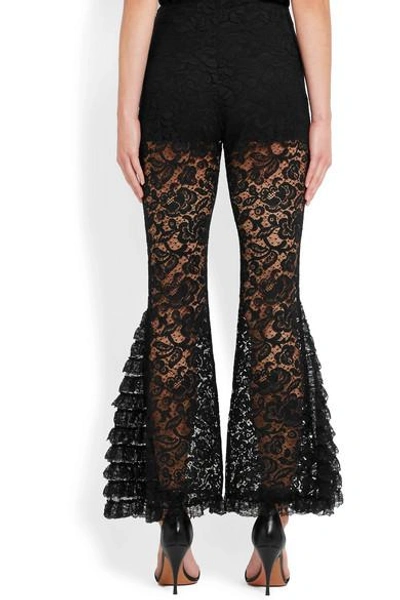 Shop Givenchy Lace Flared Pants In Black