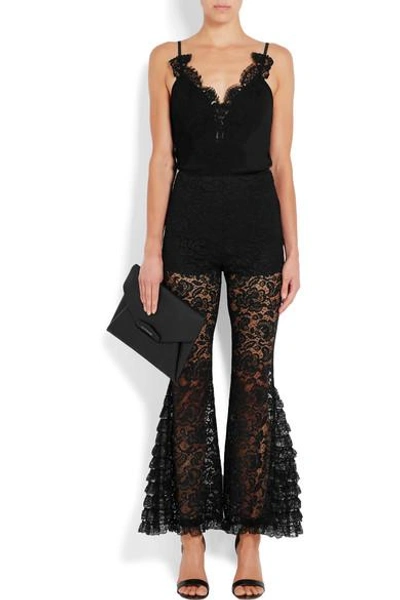 Shop Givenchy Lace Flared Pants In Black