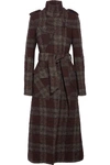TOPSHOP UNIQUE Plaid bouclé-tweed trench coat