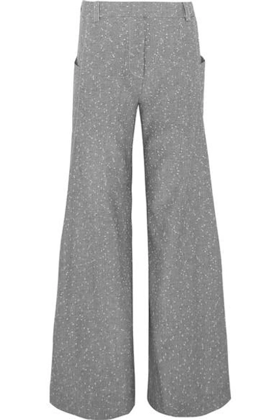 Shop Topshop Unique Wool-blend Tweed Wide-leg Pants In Gray