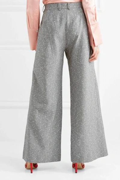 Shop Topshop Unique Wool-blend Tweed Wide-leg Pants In Gray