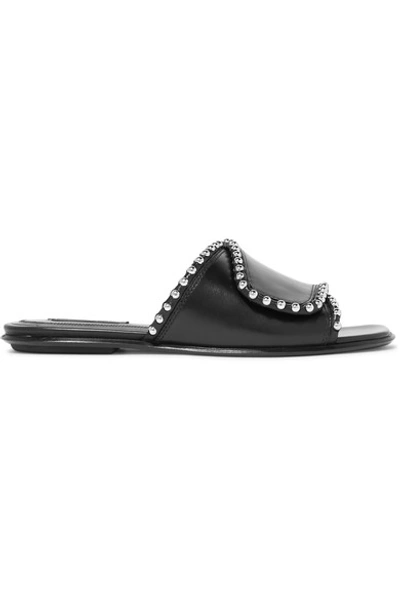 Alexander Wang Leidy Studded Leather Slides In Black