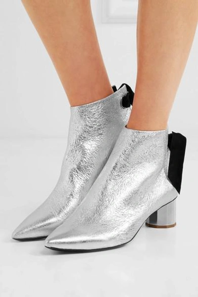 Shop Proenza Schouler Suede-trimmed Metallic Textured-leather Ankle Boots