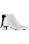 PROENZA SCHOULER SUEDE-TRIMMED METALLIC TEXTURED-LEATHER ANKLE BOOTS