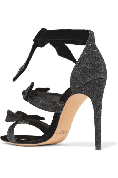 Shop Alexandre Birman Mary Bow-embellished Lurex And Velvet Sandals