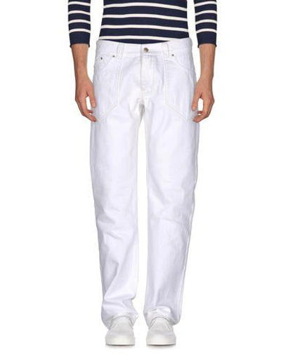 Shop Ermanno Scervino Denim Pants In White