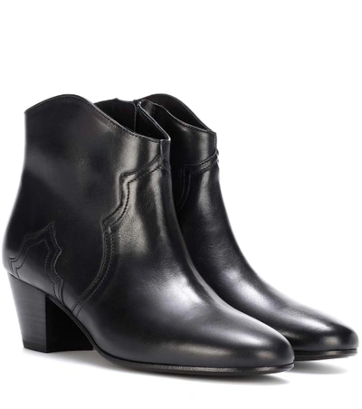 Shop Isabel Marant Dicker Leather Ankle Boots In Black