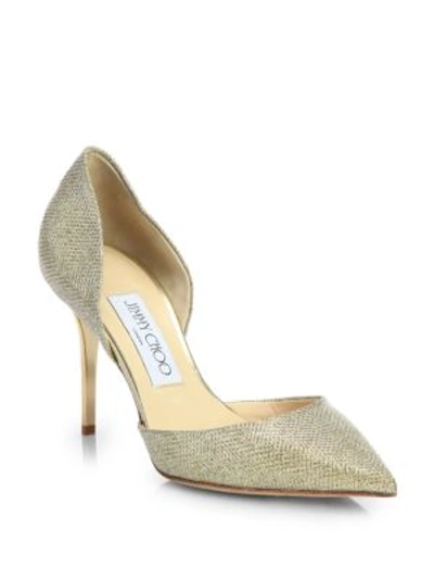 Shop Jimmy Choo Addison 80 Glitter Lamé D'orsay Pumps In Gold