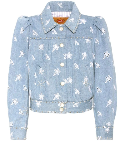 Shop Marc Jacobs Embellished Denim Jacket In Blue