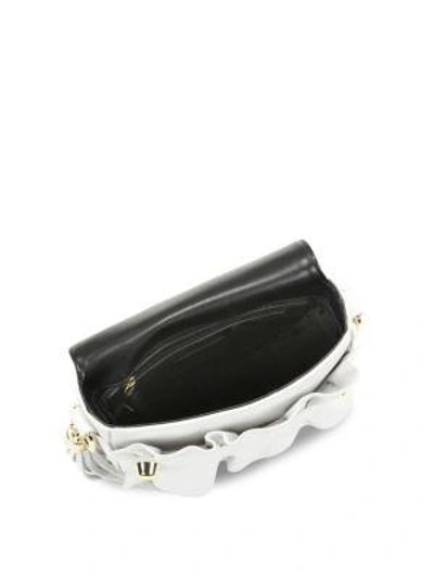 Shop Milly Ruffle Leather Crossbody Saddle Bag In Grey