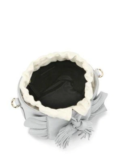 Shop Milly Astor Ruffle Leather Drawstring Bucket In Black