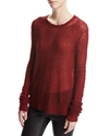 HELMUT LANG STITCH STRIPE SHEER PULLOVER SWEATER, RUBY,PROD200180066