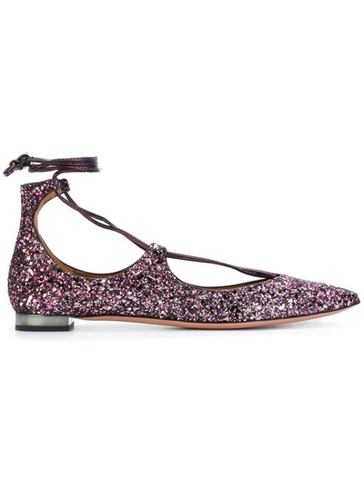 Aquazzura Christie Glitter Ballerinas - Pink