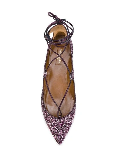 Shop Aquazzura Christie Glitter Ballerinas - Pink