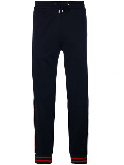 Shop Gucci Gg Web Track Trousers In Blue