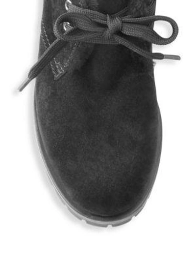 Shop Prada Shearling-trim Suede Winter Desert Boots In Nero