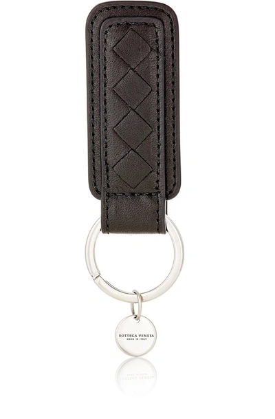 Bottega Veneta Intrecciato Rectangular Key Chain In Black