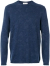 Etro Paisley Wool Crewneck Sweater, Blue In Navy