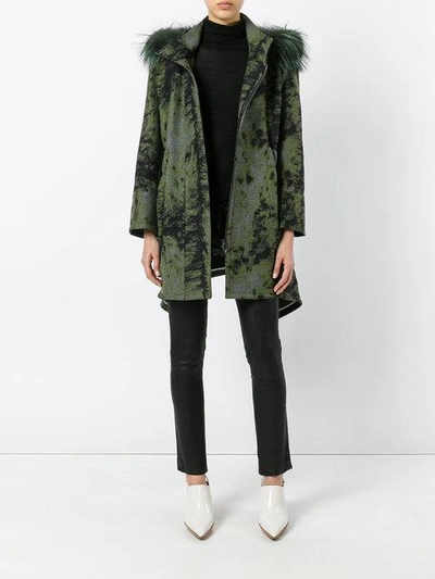 Shop Fendi Concealed Front Hooded Coat