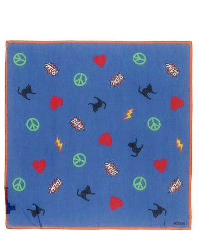 Moschino Square Scarf In Blue