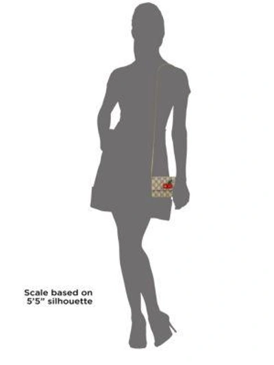 Shop Gucci Cherry-embellished Gg Supreme Mini Chain Shoulder Bag In Beige-multi
