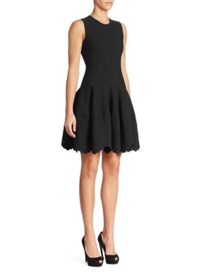 Shop Alexander Mcqueen Knit Fit-&-flare Dress In Black