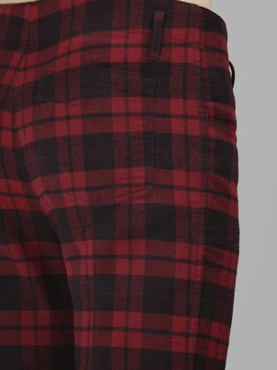 Shop Haider Ackermann Men's Red Checked Embroidered Hem Trousers