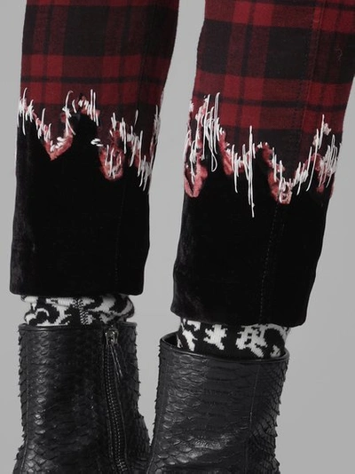 Shop Haider Ackermann Men's Red Checked Embroidered Hem Trousers