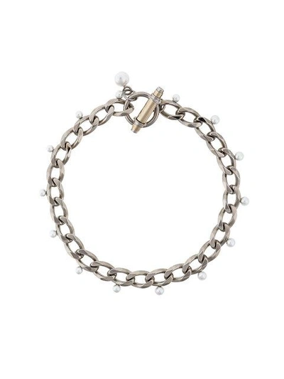 Shop Givenchy Obsedia Faux Pearl Necklace In Metallic