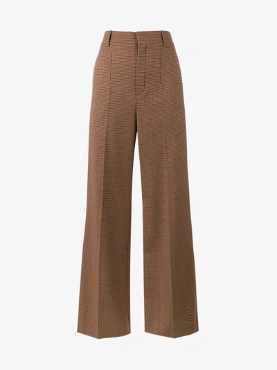 Shop Chloé Micro Check Wide-leg Trousers