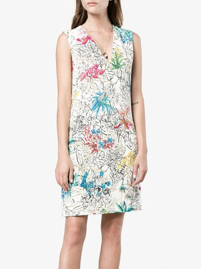 Shop Peter Pilotto Sleeveless Floral Print Mini Dress In White