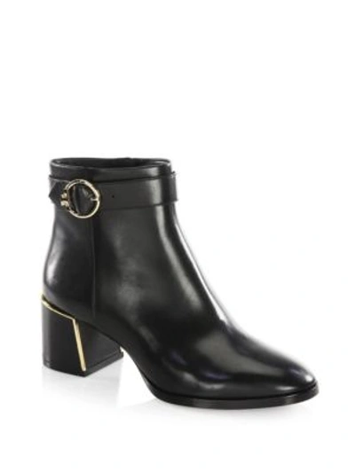 Shop Tory Burch Sofia Leather Booties In Black