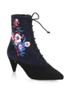 TORY BURCH Cassidy Lace-Up Embroidered Velvet Booties