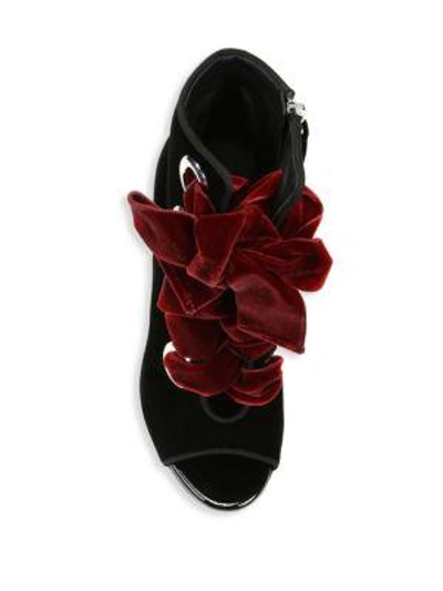Shop Giuseppe Zanotti Mistico 105 Lace-up Velvet Peep Toe Booties In Black