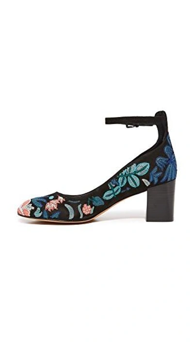 Shop Rebecca Minkoff Bridget Too Embroidered Pumps In Floral Embroidery/black