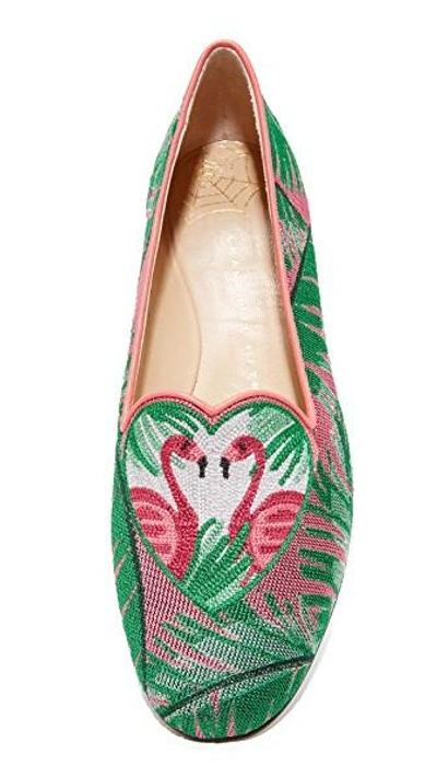 Shop Charlotte Olympia Flamingo Slippers In Multi