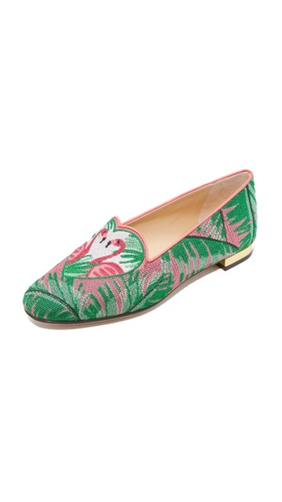 Shop Charlotte Olympia Flamingo Slippers In Multi